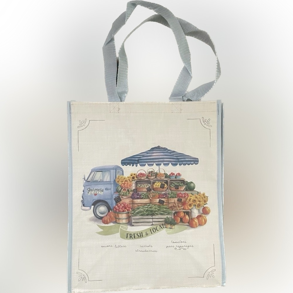 Farmers Market Single cab VW van bus tote grocery bag buy Fresh and Local